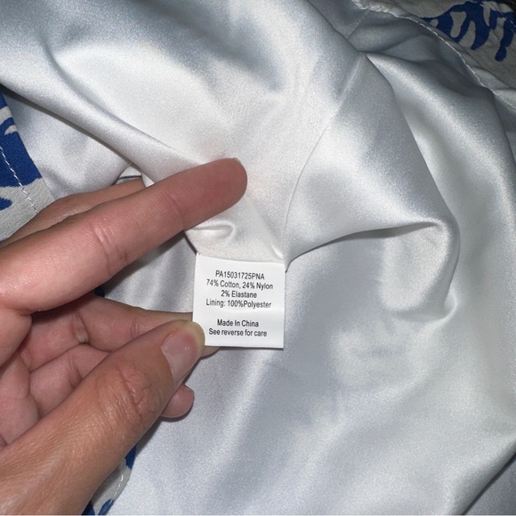 PARKER blue / white tropical print ruffled halterneck mini dress S - Picture 7 of 11